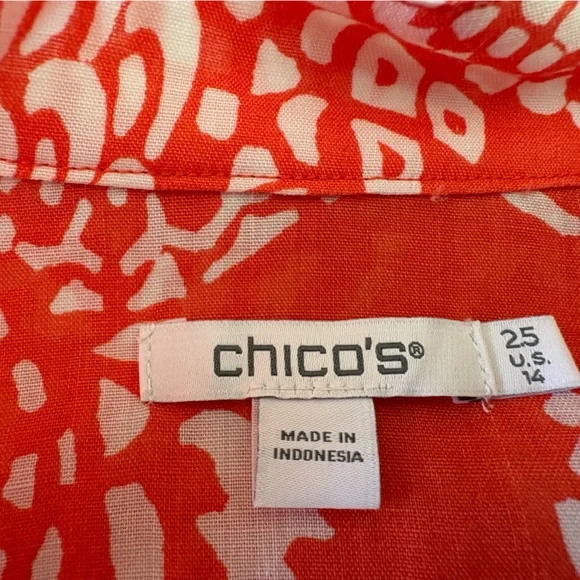 SALE Chico’s Orange & White Top Size 2.5 (L/XL) Spring Summer Blouse - Picture 2 of 14